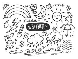 doodle thème météo vecteur