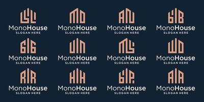 collection de logos de construction de maisons créatives avec monogramme de lettre initiale. vecteur premium