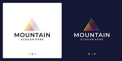 logo de montagne créatif avec ligne. symbole du marketing moderne, analytique. vecteur premium