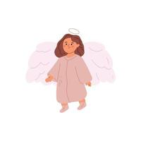 fille bébé ange avec des ailes. illustration de vecteur de dessin animé enfant isolé sur fond blanc