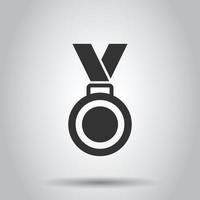 icône de la médaille dans un style plat. signe de prix illustration vectorielle sur fond blanc isolé. concept d'entreprise de récompense de trophée. vecteur