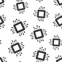 icône du processeur de l'ordinateur dans un style plat. illustration vectorielle de circuit imprimé sur fond blanc isolé. concept d'entreprise de modèle sans couture de puce de carte mère. vecteur