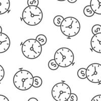 le temps est l'icône de l'argent dans un style plat. horloge avec illustration vectorielle dollar sur fond blanc isolé. concept d'entreprise de modèle sans couture de monnaie. vecteur