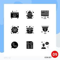 ensemble de 9 glyphes solides universels pour les applications web et mobiles vecteur