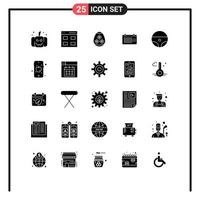 interface mobile glyphe solide ensemble de 25 pictogrammes de temps de direction oeuf année date éléments de conception vectoriels modifiables vecteur