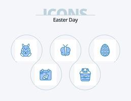 pack d'icônes bleu pâques 5 conception d'icônes. décoration. Pâques. plante. papillon. content vecteur