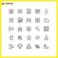 25 icônes créatives signes et symboles modernes de micro document audio éducation scolaire éléments de conception vectoriels modifiables vecteur