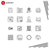 pack de 16 contours créatifs d'éléments de conception vectorielle modifiables de nuage de courrier électronique d'entreprise de codage vecteur