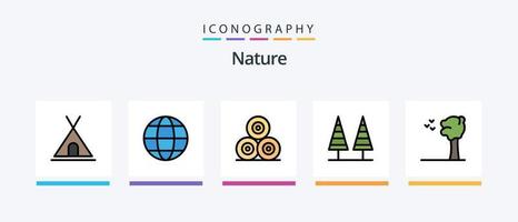 ligne de la nature remplie de 5 packs d'icônes comprenant. jardinage. désert. jardin. plante. conception d'icônes créatives vecteur