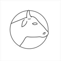 tête de vache. emblème de dessin animé de contour d'animal de ferme. vecteur