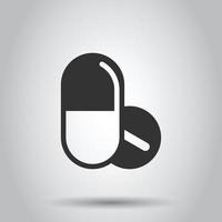 icône de capsule de pilule dans un style plat. illustration vectorielle de médicaments sur fond blanc isolé. concept d'entreprise de pharmacie. vecteur