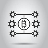 icône bitcoin dans un style plat. illustration vectorielle blockchain sur fond blanc isolé. concept d'entreprise de crypto-monnaie. vecteur