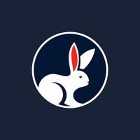 logo de lapin moderne en forme de cercle vecteur