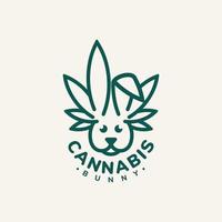 logo animal lapin avec feuille de cannabis vecteur