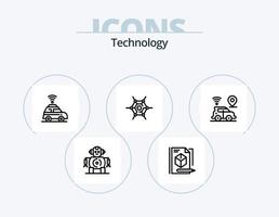 pack d'icônes de ligne technologique 5 conception d'icônes. énergie. écologie. appareil photo. auto. plante vecteur