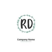 rd écriture manuscrite initiale et création de logo de signature avec cercle. beau design logo manuscrit pour la mode, l'équipe, le mariage, le logo de luxe. vecteur