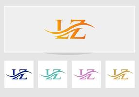 vecteur de conception de logo lz. création de logo swoosh lettre lz. modèle vectoriel de logo lié à la lettre lz initiale