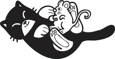 illustration de chat et de souris dessinés à la main dans un style doodle vecteur