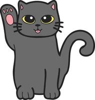 maneki neko dessiné à la main ou illustration de chat chanceux dans un style doodle vecteur
