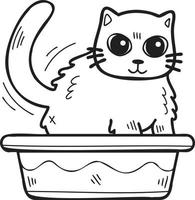 chat dessiné à la main avec illustration de plateau dans un style doodle vecteur