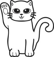 maneki neko dessiné à la main ou illustration de chat chanceux dans un style doodle vecteur