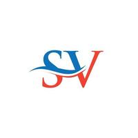 vecteur de logo sv vague d'eau. création de logo swoosh letter sv pour l'identité de l'entreprise et de l'entreprise.