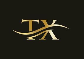 modèle vectoriel de logo lié à la lettre tx initiale. création de logo swoosh lettre tx. vecteur de conception de logo tx
