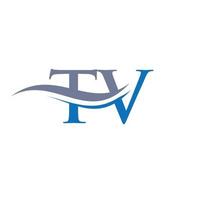 vecteur de logo tv vague d'eau. création de logo swoosh letter tv pour l'identité de l'entreprise et de l'entreprise.