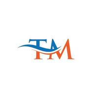 vecteur de conception de logo tm. création de logo swoosh lettre tm