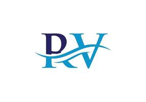 création initiale du logo rv de la lettre liée. vecteur de conception de logo lettre rv moderne avec tendance moderne