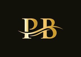 création de logo pb. vecteur initial du logo de la lettre pb. création de logo swoosh lettre pb