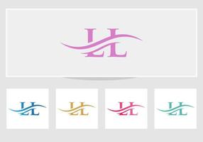 modèle vectoriel de logo lié à la lettre initiale ll. création de logo swoosh lettre ll. ll vecteur de conception de logo