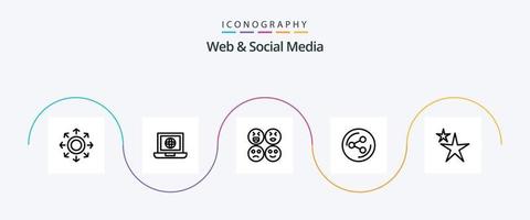 pack d'icônes web et médias sociaux ligne 5, y compris le partage. monde . triste. émojis vecteur