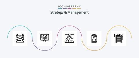 pack d'icônes stratégie et gestion ligne 5, y compris réseau. presse-papiers. kpi. homme. groupe vecteur