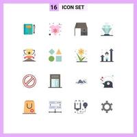 icône universelle symboles groupe de 16 couleurs plates modernes d'adhésion vêtements d'affaires matériel de bureau meubles modifiable pack d'éléments de conception de vecteur créatif