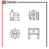 Pack de 4 lignes d'interface utilisateur de signes et symboles modernes d'éléments de conception vectoriels modifiables à l'échelle du bâtiment vecteur