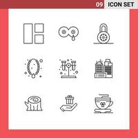 ensemble de 9 symboles d'icônes d'interface utilisateur modernes signes pour test pendentif serrure ornement médaillon éléments de conception vectoriels modifiables vecteur