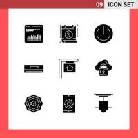 9 concept de glyphe solide pour les sites Web mobiles et les applications signe à vendre vente technologie refroidissement éléments de conception vectoriels modifiables vecteur