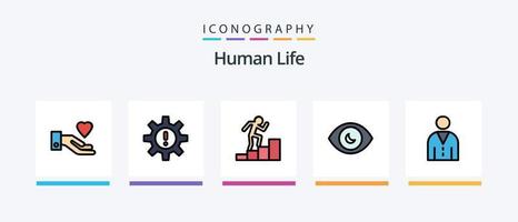 pack de 5 icônes remplies de ligne humaine, y compris la personne. homme. la personne. Humain. idée. conception d'icônes créatives vecteur