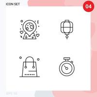 groupe de 4 signes et symboles de couleurs plates remplies pour la décoration de lanterne d'événement de localisation shopping éléments de conception vectoriels modifiables vecteur