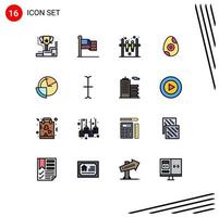 interface mobile ligne remplie de couleurs plates ensemble de 16 pictogrammes d'analyse de données usa fleur oeuf éléments de conception vectoriels créatifs modifiables vecteur