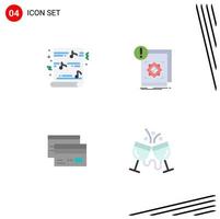 pack de 4 icônes plates créatives d'éléments de conception vectoriels modifiables de carte d'infrastructure religieuse de carte de crédit de noël vecteur