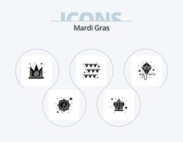 pack d'icônes de glyphe de mardi gras 5 conception d'icônes. printemps. cerf-volant. couronne. gras. guirlande vecteur