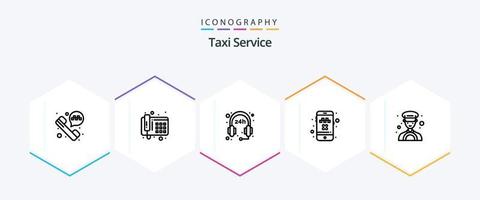 pack d'icônes de 25 lignes de service de taxi, y compris. Taxi. surveille. chauffeur. le transport vecteur