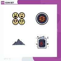 symboles d'icônes universelles groupe de 4 couleurs plates de ligne de remplissage modernes d'emojis paysage globe utilisateur montagne éléments de conception vectoriels modifiables vecteur