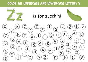 point toutes les lettres z. feuille de travail pédagogique pour apprendre l'alphabet. vecteur