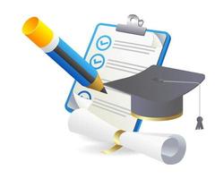 illustration de concept 3d plat isométrique du plan de graduation scolaire vecteur