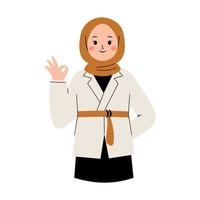 femme musulmane avec le doigt ok vecteur