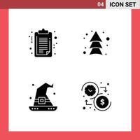 ensemble de 4 pack de glyphes solides commerciaux pour document halloween clip board up assistant éléments de conception vectoriels modifiables vecteur