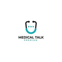 docteur en médecine, chat, conversation, à, stéthoscope, logo, vecteur, icône, illustration